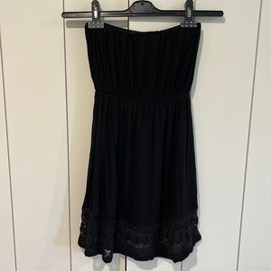black strapless mini dress